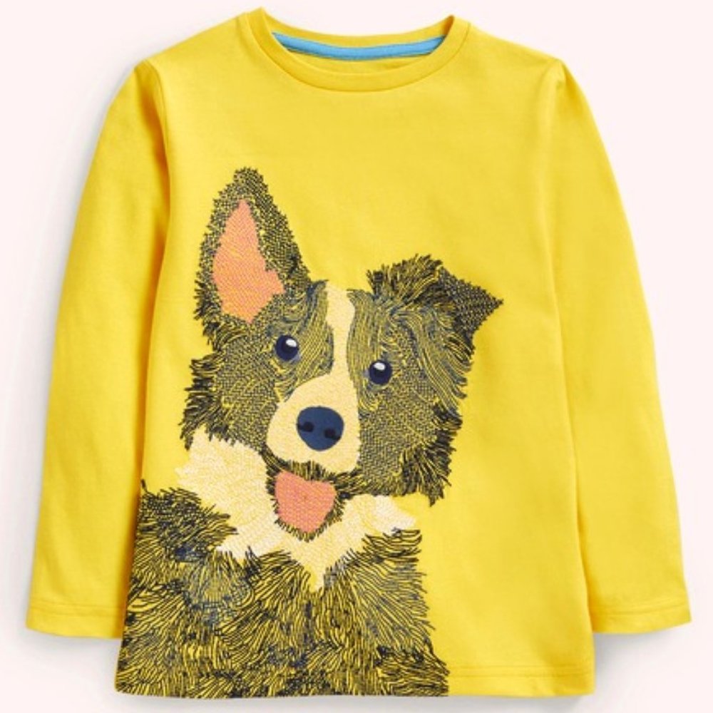 NWT Mini Boden RARE Superstitch Dog Tee Shirt 3/4Y